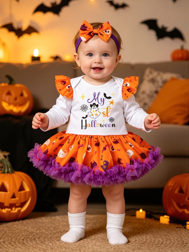 Ghost Print Infant Halloween Outfit