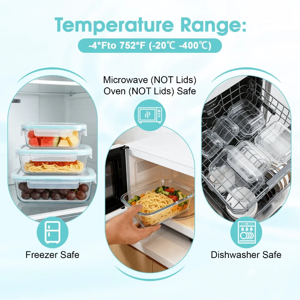 Glass Food Storage Container Set