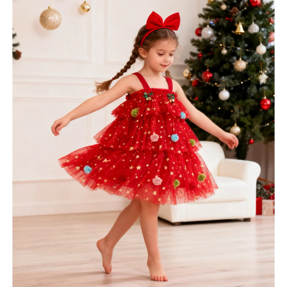 Sequin Layered Tutu Christmas Dress