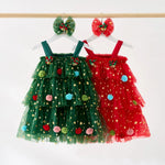 Sequin Layered Tutu Christmas Dress