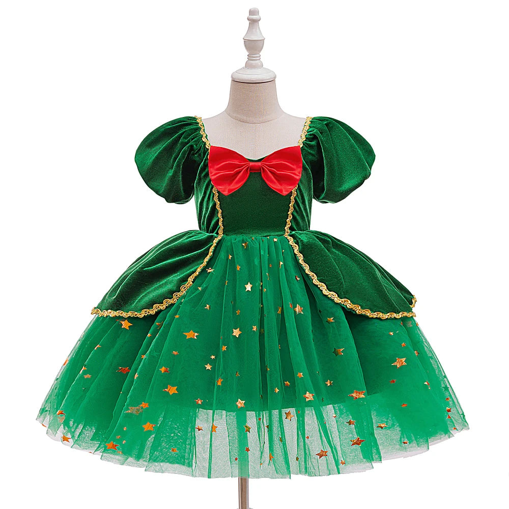 Bow Accent Holiday Princess Dress