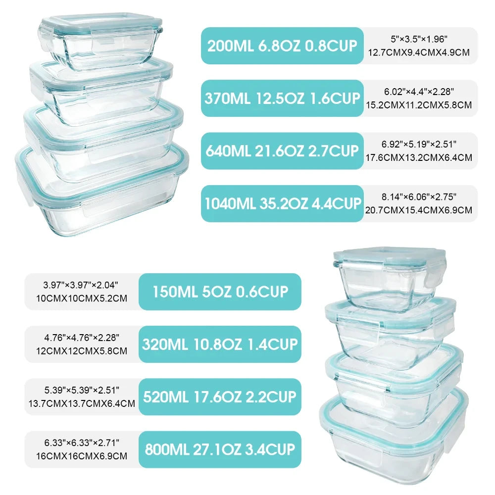 Glass Food Storage Container Set